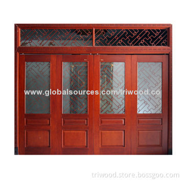 Interior Laminated Wood Sliding Door with Solid Hardwood Frame and Environment-friendly Paint